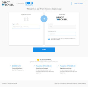 Dieser Screenshot zeigt den Depotwechselservice von FinReach und der DKB